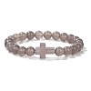 Natural Grey Agate Round Beads Stretch Bracelets LS-YG0612-5-1