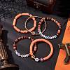 5Pcs 5 Styles Halloween Synthetic Non-magnetic Hematite & Polymer Clay Beaded Stretch Bracelet Sets BJEW-JB10733-2