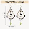 Natural Obsidian Chips Beaded Big Teardrop Dangle Earrings EJEW-SW00016-02-2