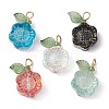 Transparent Glass Flower with Acrylic Leaf Pendant PALLOY-JF02258-1