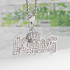 Alloy Full Crystal Rhinestone Crown with Word KING Pendant Necklaces for Unisex WGC5C6D-02-2
