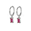 Anti-Tarnish Platinum Rhodium Plated 925 Sterling Silver Dangle Hoop Earrings for Women SY2365-15-1