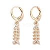 Real 18K Gold Plated Brass Dangle Leverback Earrings EJEW-L269-023G-1