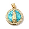 Rack Plating Brass Micro Pave Cubic Zirconia with Synthetic Opal Pendants KK-D088-13G-2