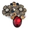 Zinc Alloy Colorful Rhinestone Brooch JEWB-U011-03AS-05-1