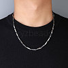 201 Stainless Steel Rectangle Bar Link Chain Necklaces NJEW-Q336-05B-P-2