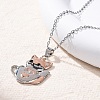 Brass Cute Cup Fox Pendant Cable Chain Necklaces for Women NJEW-C067-03P-2