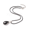 Natural Obsidian Teardrop Pendant Necklaces Set with Waxed Cords for Women NJEW-TA00034-02-1