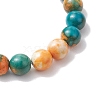 8mm Round Dyed Synthetic Ocean White Jade Beaded Stretch Bracelets for Women Men BJEW-JB10509-4