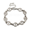 304 Stainless Steel Flat Round Link Chains Bracelets for Men & Women BJEW-D042-01P-1