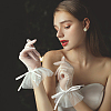 Satin Lace Bridal Short Gloves AJEW-WH0473-10-3
