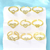 Brass Micro Pave Clear Cubic Zirconia Cuff Rings for Women RJEW-S399-07G-1