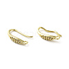 Brass Micro Pave Clear Cubic Zirconia Earring Hooks ZIRC-R112-02G-1