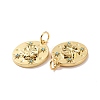 Oval with Shell Pattern Brass Micro Pave Cubic Zirconia Pendants KK-G435-10G-3