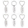 GOMAKERER 6Pcs 2 Styles Mother's Day Oval with Word Remember I Love You Mom Stainless Steel Keychain AJEW-GO0001-57-1