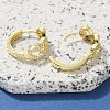 Brass Clear Cubic Zirconia Hoop Earrings EJEW-M047-25G-3