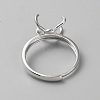 Adjustable Rhodium Plated Sterling Silver Finger Rings Components STER-WH0008-28P-3