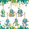 Dinosaur Pattern DIY Diamond Painting Keychain Kit WG32028-01-1