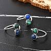 Natural Malachite & Lapis Lazuli Finger Rings RJEW-A068-03P-01-1