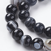 Round Dyed & Heated Natural Black Agate Beads Strands X-G-G582-8mm-07-3