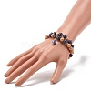 Natural Sodalite & Wood Round Beads Stretch Bracelets Set BJEW-JB07165-04-3