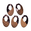 Transparent Resin and Walnut Wood Pendants RESI-T057-02B-1