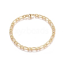 Ion Plating(IP) 304 Stainless Steel Figaro Chain Bracelets BJEW-I274-03G