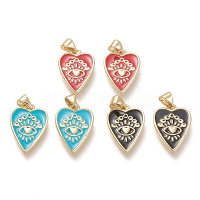 Brass Enamel Pendants ZIRC-F116-10-G-1