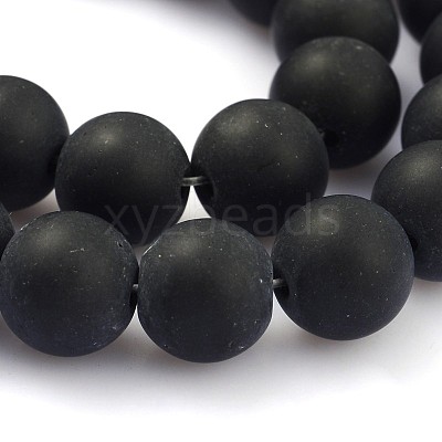 Frosted Glass Round Bead Strands GLAA-J079-02-10mm-1