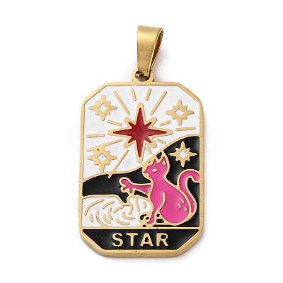 Ion Plating(IP) 304 Stainless Steel Enamel Pendants STAS-Q003-01G-015-1