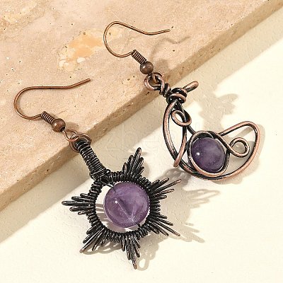 Natural Amethyst Dangle Earrings G-H359-07R-09-1