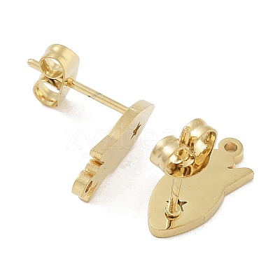 Rocket Ion Plating(IP) 304 Stainless Steel Stud Earring Findings STAS-I206-119G-1