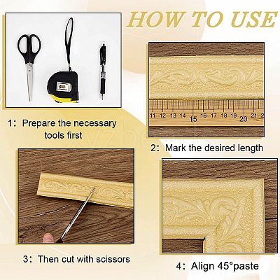 1Pc PVC Foam 3D Self-Adhesive Waterproof Wallpaper Border DIY-CP0011-42C-1