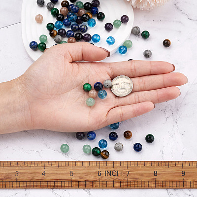100Pcs 10 Style Natural Gemstone Beads G-KS0001-04-1