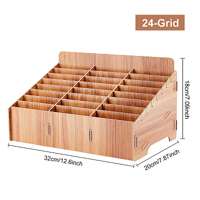 24-Grid Wooden Cell Phone Storage Box CON-WH0094-05A-1