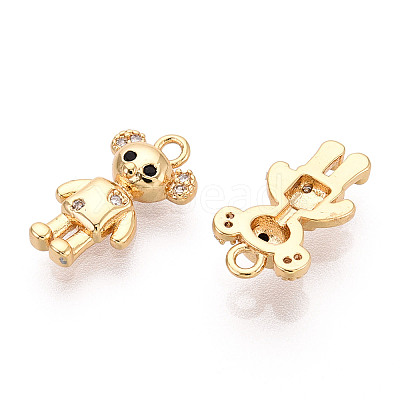 Brass Micro Pave Clear Cubic Zirconia Pendants KK-T078-02G-03-1