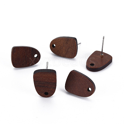 Walnut Wood Stud Earring Findings X-WOOD-S054-46-1