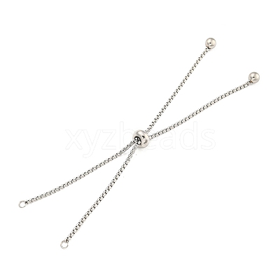 Non-Tarnish Adjustable 304 Stainless Steel Box Chain Slider Bracelet Making MAK-L038-001P-05-1