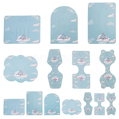 140Pcs 7 Styles Castle Theme Paper Hair Clip Display Cards CDIS-NB0001-38-1