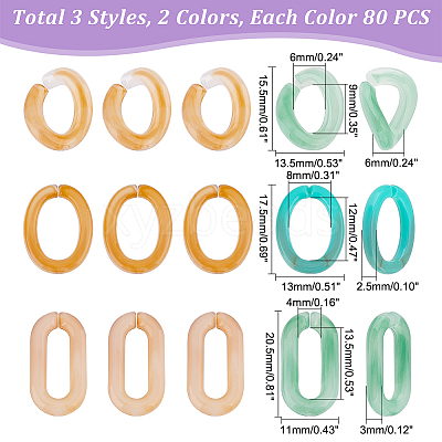 480Pcs 6 Style Acrylic Linking Rings OACR-DC0001-02-1