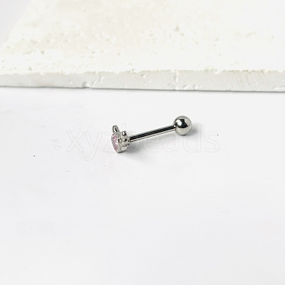 Angel Wing Heart 316L Surgical Stainless Steel Pave Cubic Zirconia Tongue Rings FS-WG901EE-05-1