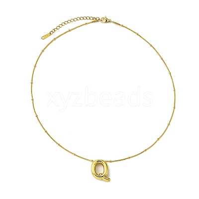 Ion Plating(IP) Initial Letter 304 Stainless Steel Pendant Necklace NJEW-R265-05G-Q-1