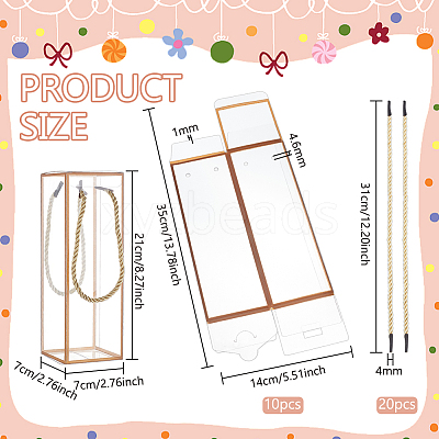 Transparent PET Plastic Gift Tote Boxes CON-WH0085-61C-01-1