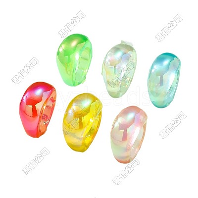 6Pcs 6 Colors Resin Finger Rings for Women FS-WGBD8BE-05-1