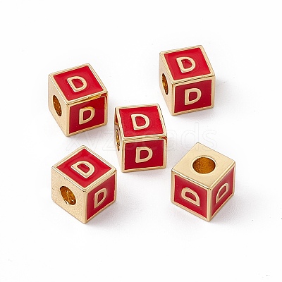 Rack Plating Brass Enamel Beads KK-B060-04G-03D-1