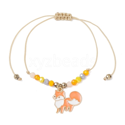 Thanksgiving Day Glass Beaded Braided Link Charm Bracelets BJEW-JB12560-1