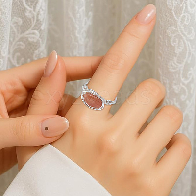 12Pcs Natural Gemstone Finger Rings RJEW-HY00003-1