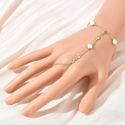 Brass Micro Pave Clear Cubic Zirconia Mittens Bracelets for Women BJEW-C156-02G-1