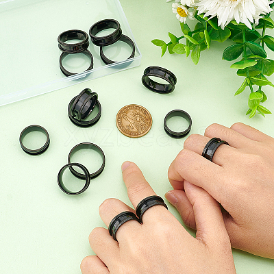 14pcs 7 size Unisex Stainless Steel Grooved Finger Ring Sets RJEW-UN0002-65EB-1