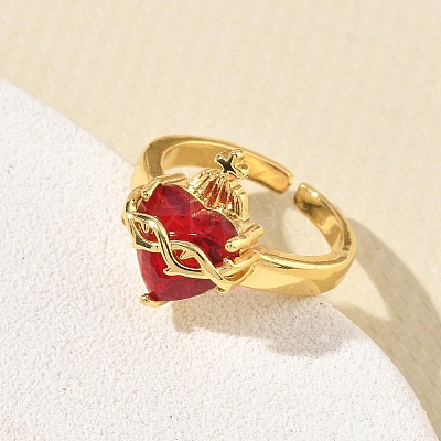 Brass & Glass Cuff Open Rings for Women KK-CBA760A-01C-G-1